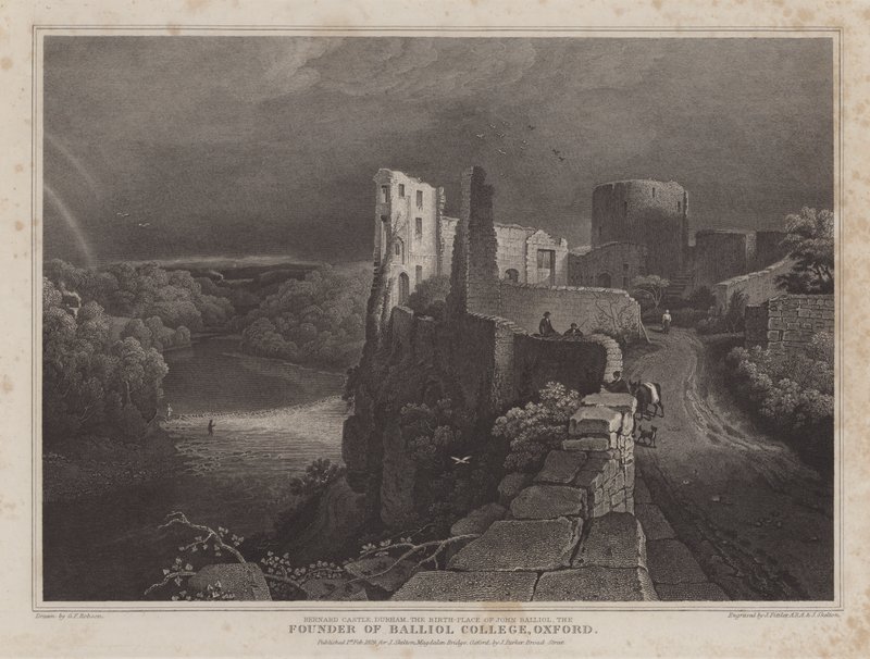 Barnard Castle, Durham, lieu de naissance de John Balliol, fondateur de Balliol College, Oxford - George Fennel (after) Robson
