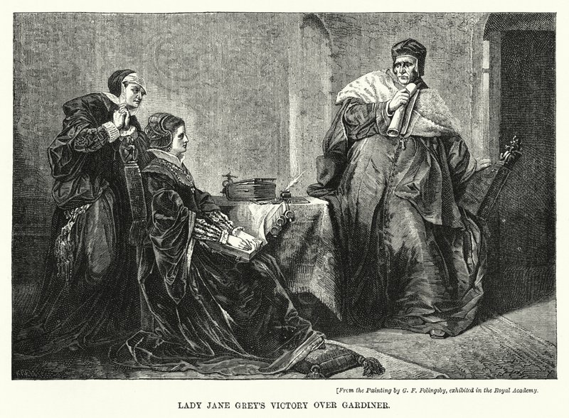Victoire de Lady Jane Grey sur Gardiner (gravure) - George Frederick Folingsby