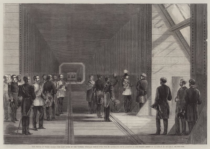 Le Prince de Galles fermant le Dernier Rivet du Pont Tubulaire Victoria sur le Saint-Laurent - George Henry Andrews