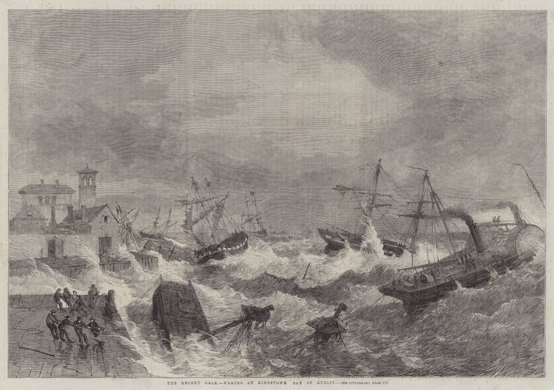 La récente tempête, naufrages à Kingstown, baie de Dublin - George Henry Andrews