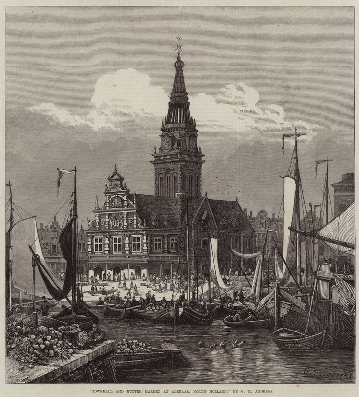 Hôtel de Ville et Marché au Beurre à Alkmaar, Hollande du Nord - George Henry Andrews
