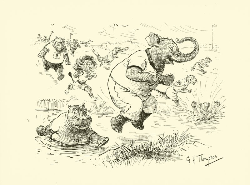 Les Animaux au Jeux Olympiques (litho) - George Henry Thompson