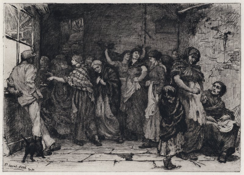Jour de paie dans une filature de coton (eau-forte) - George Percy Jacomb-Hood