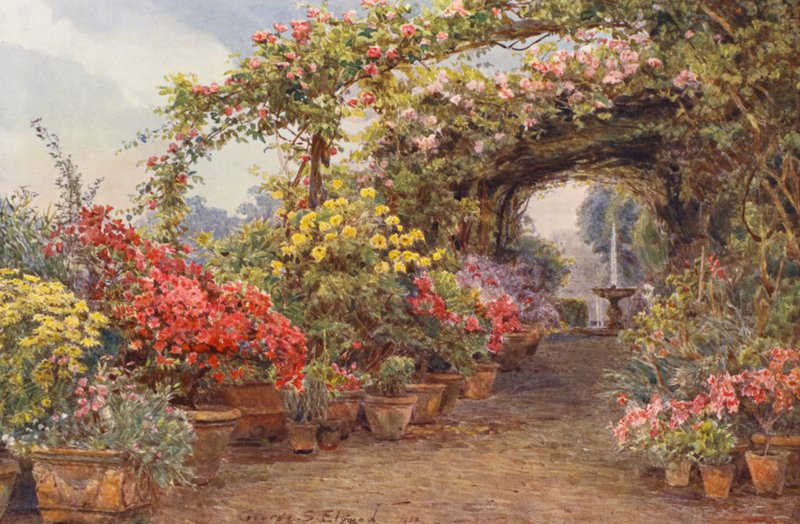 Jardins italiens : Une terrasse florentine - George Samuel Elgood