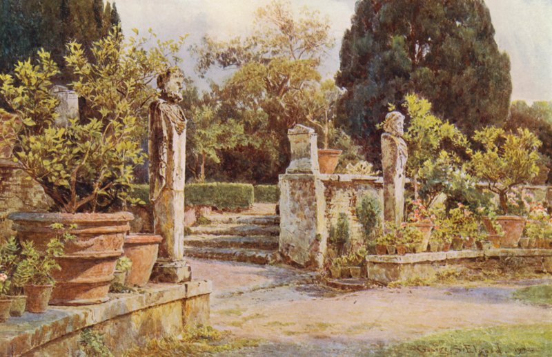 Jardins italiens : statues terminales, Villa Piatti - George Samuel Elgood