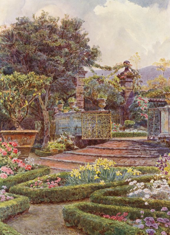 Jardins italiens : La porte du jardin, Villa di Caniparola - George Samuel Elgood