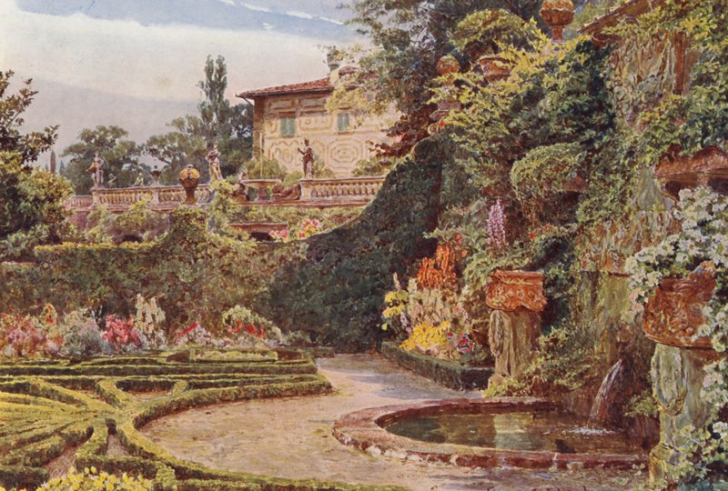 Jardins italiens : Le Palazzo depuis le Parterre, Villa Palmieri - George Samuel Elgood