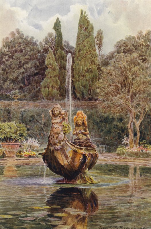 Jardins italiens : Villa Aldobrandini, Fontaine dans le Parterre - George Samuel Elgood
