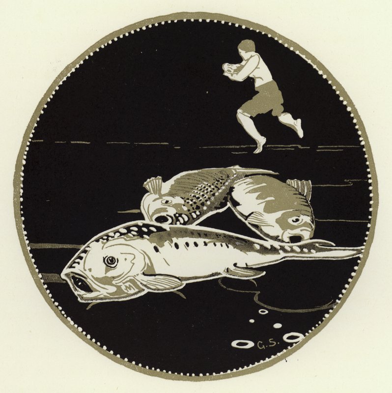 Il vit quatre gros poissons allongés sur la glace - George Sheringham