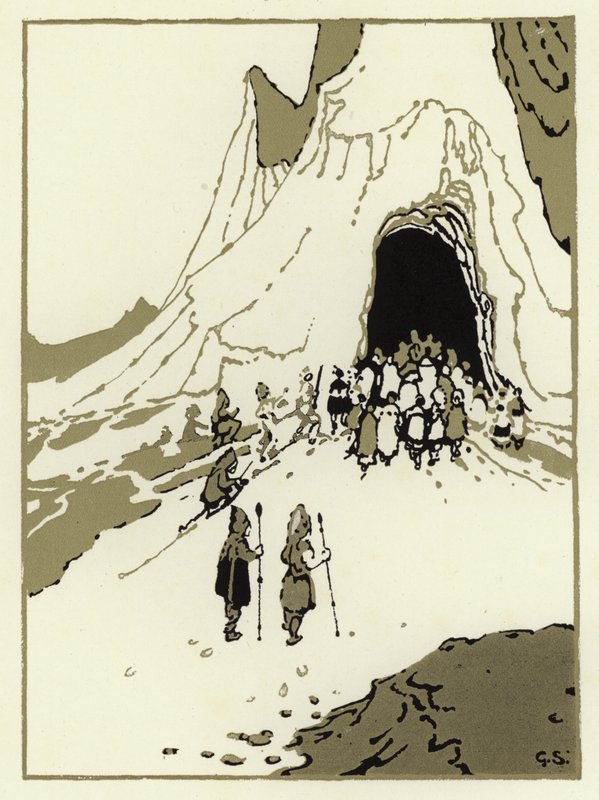 Les gens partirent chercher les géants, bientôt ils arrivèrent à leur grotte - George Sheringham