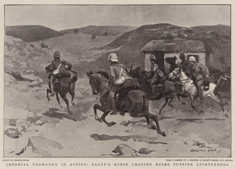 Les Yeomanry impériaux en action, le cheval de Paget poursuivant les Boers à l