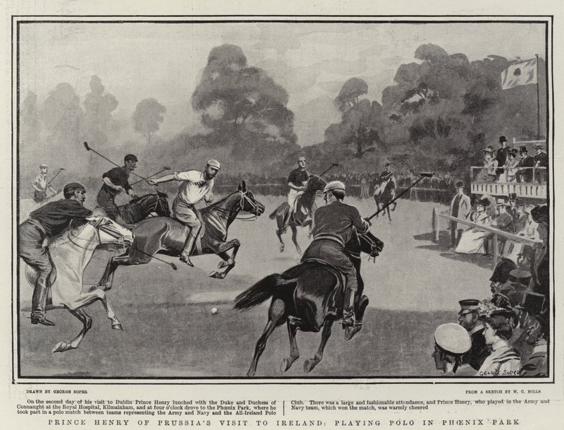 Visite du prince Henri de Prusse en Irlande, jouant au polo dans le Phoenix Park - George Soper