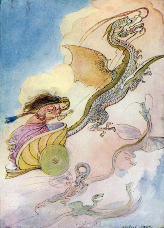 Thésée : « Médée appela son char de dragon » (lithographie en couleur) - George Soper