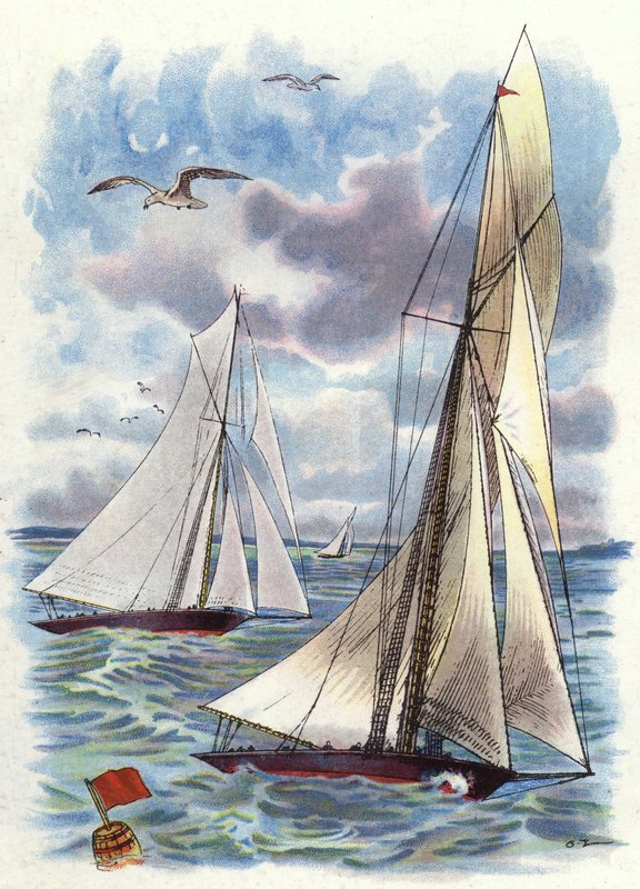 Une course de yachts (lithographie en couleur) - George Washington Lambert