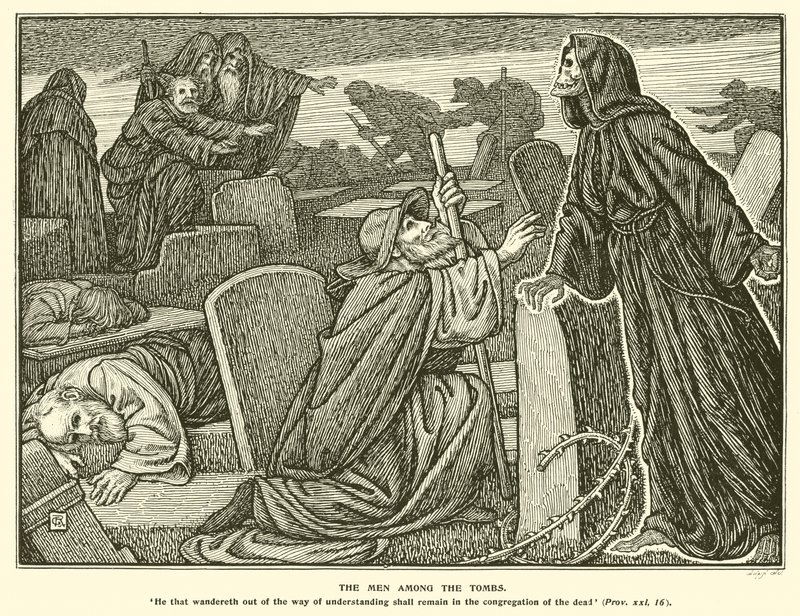Les hommes parmi les tombes (gravure) - George Woolliscroft Rhead