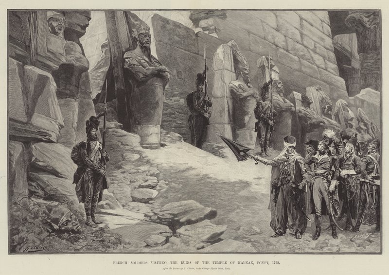 Soldats français visitant les ruines du Temple de Karnak, Égypte, 1798 - Georges Clairin