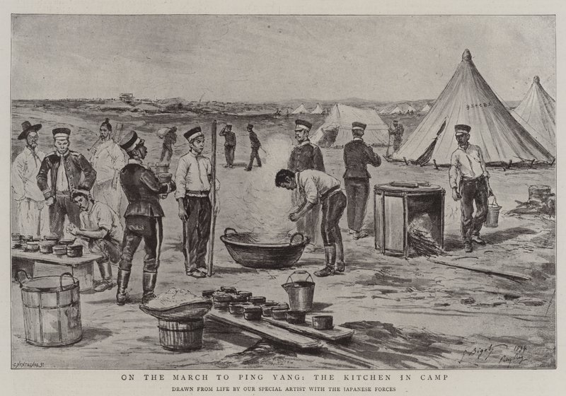 En Marche vers Ping Yang, la Cuisine au Camp - Georges Ferdinand Bigot