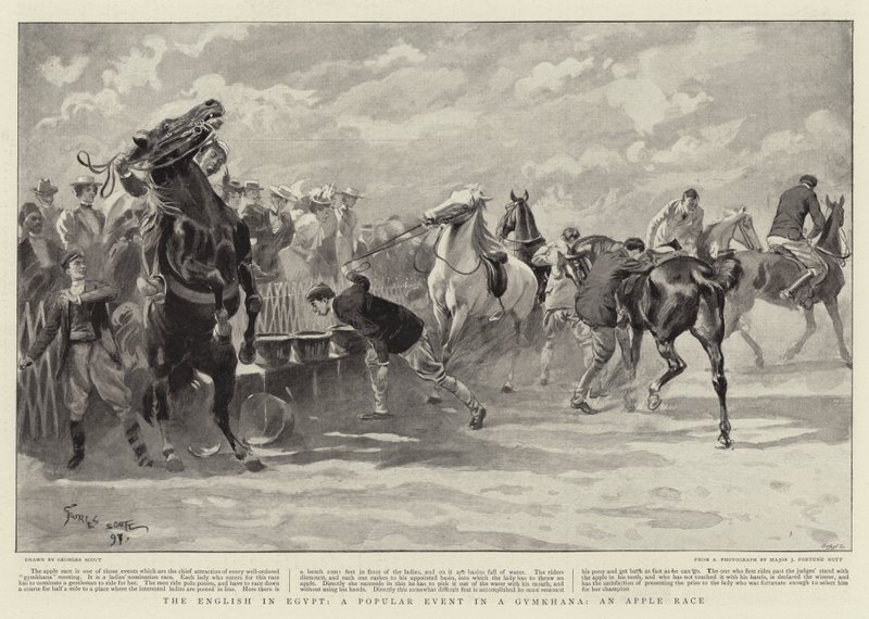 Les Anglais en Égypte, un événement populaire dans un gymkhana, une course de pommes - Georges Bertin Scott