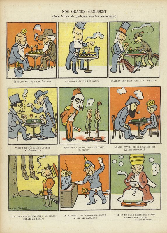 Jeux favoris des grands hommes, illustration pour Le Rire - Georges Delaw