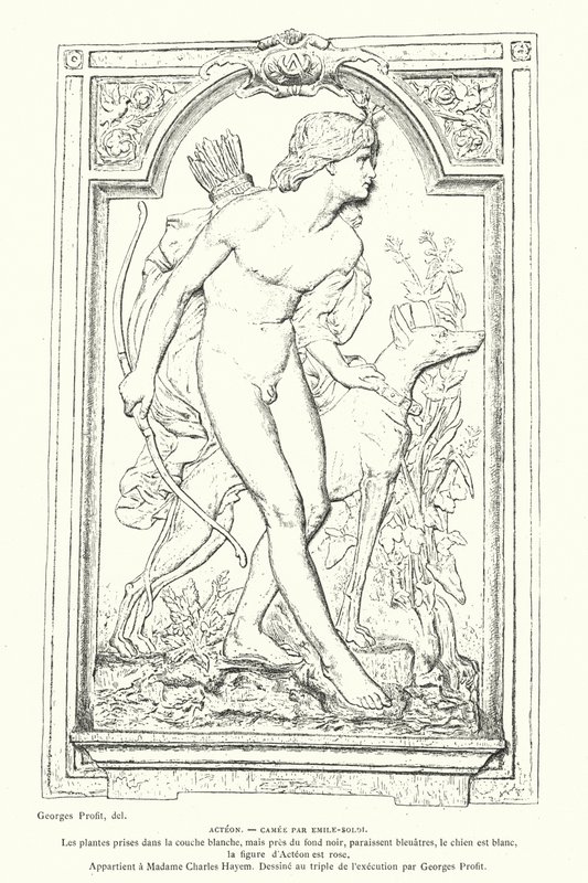 Actéon, héros de la mythologie grecque, camée par le sculpteur français Emile Soldi - Georges Ernest Profit
