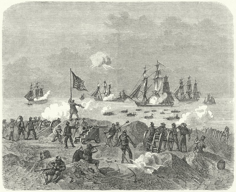 Les forces britanniques tentent un débarquement dans la baie de Chesapeake, 1814 - German School