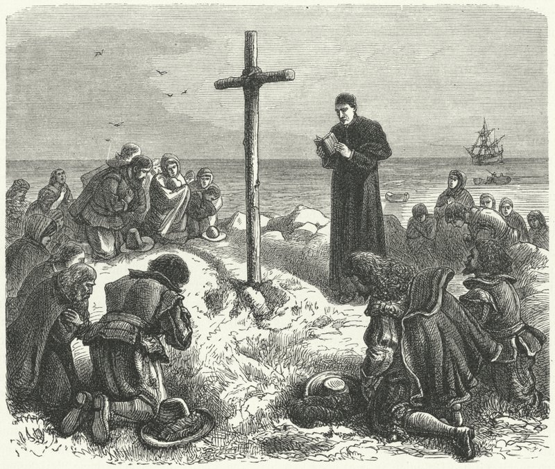 Débarquement des Pères Pèlerins en Nouvelle-Angleterre, 1620 - German School