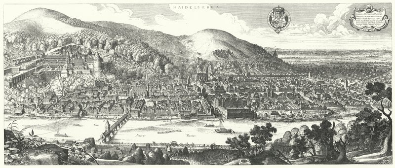 Vue de Heidelberg en 1620 avant sa destruction pendant la Guerre de Trente Ans - German School