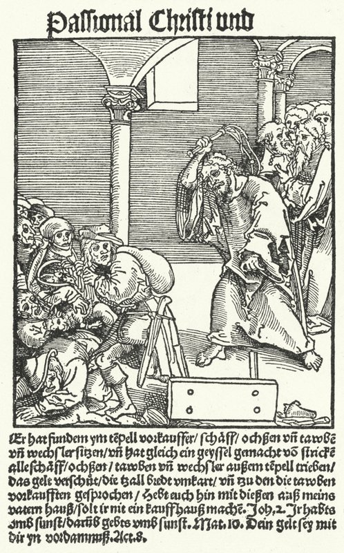 Une page du pamphlet anti-papiste de Luther, Passional Christi und Antichristi - German School