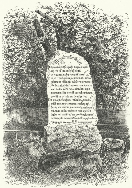 Une tablette de pierre montrant La Prière de Wessobrunn - German School