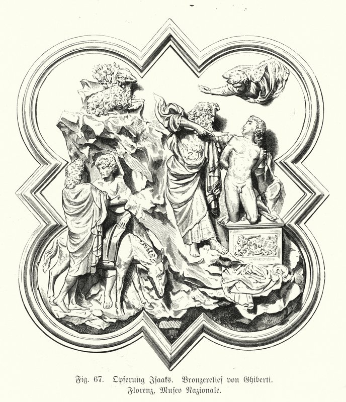 Abraham offrant son fils Isaac en sacrifice, relief en bronze par Lorenzo Ghiberti - German School
