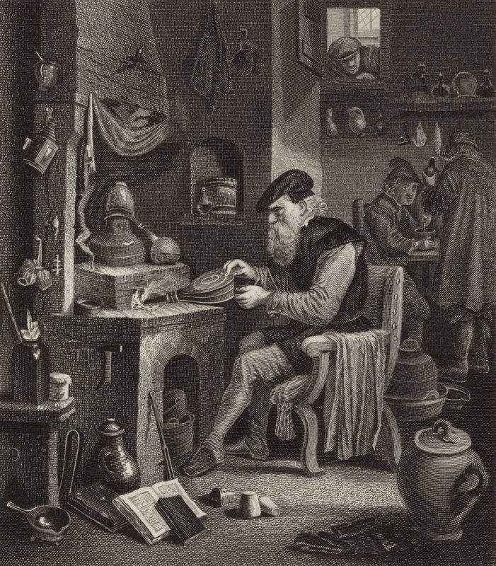 Alchimiste au travail. Illustration pour Bilder-Atlas - German School