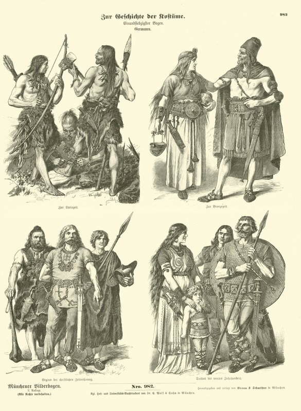 Costumes germaniques anciens - German School