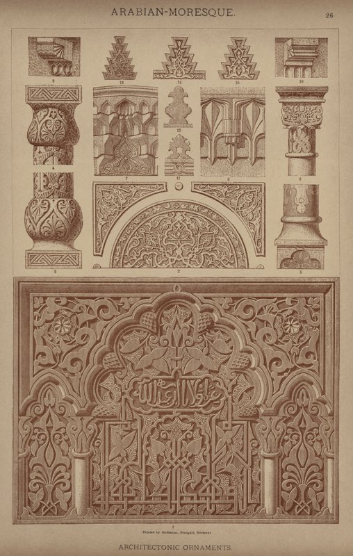 Arabesque-mauresque, ornements architectoniques - German School