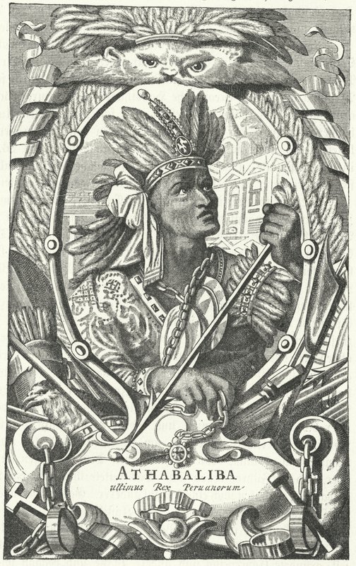 Atahualpa, empereur inca (gravure) - German School