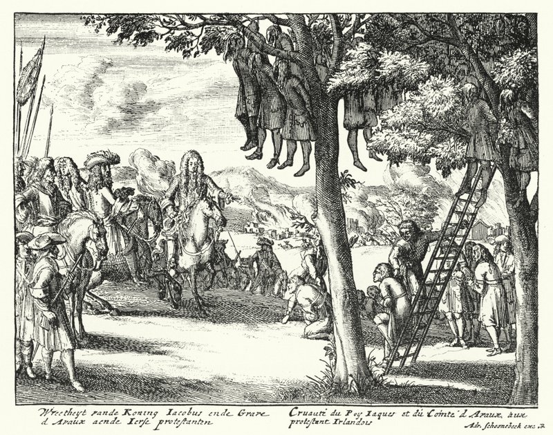 Atrocités commises contre les protestants irlandais par Jacques II et le comte d