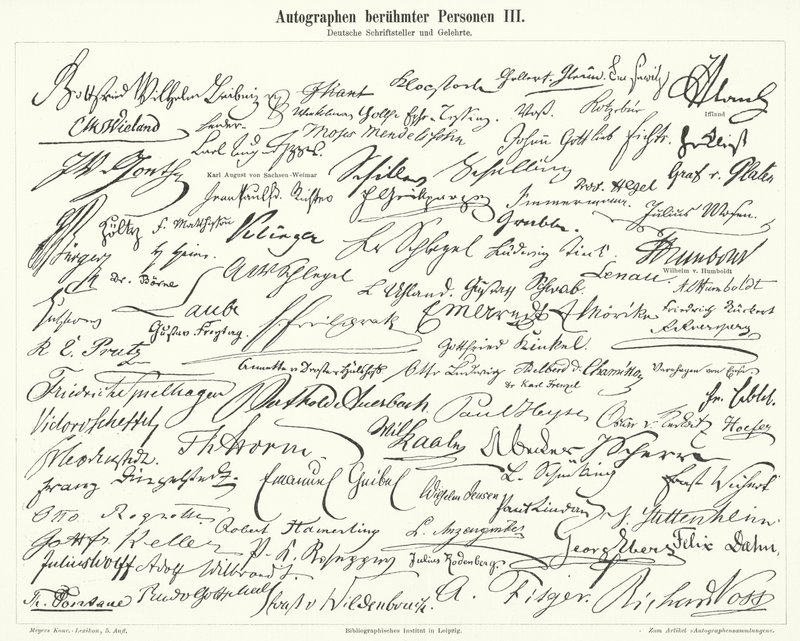 Autographes de personnes célèbres : écrivains et scientifiques allemands - German School
