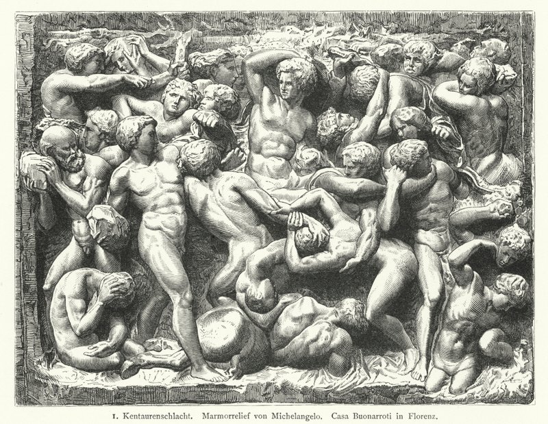 Bataille des Centaures, relief en marbre de Michel-Ange - German School