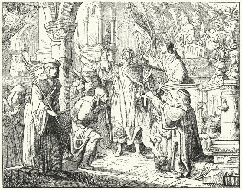 Bernard de Clairvaux prêchant la deuxième croisade à Spire, Allemagne - German School