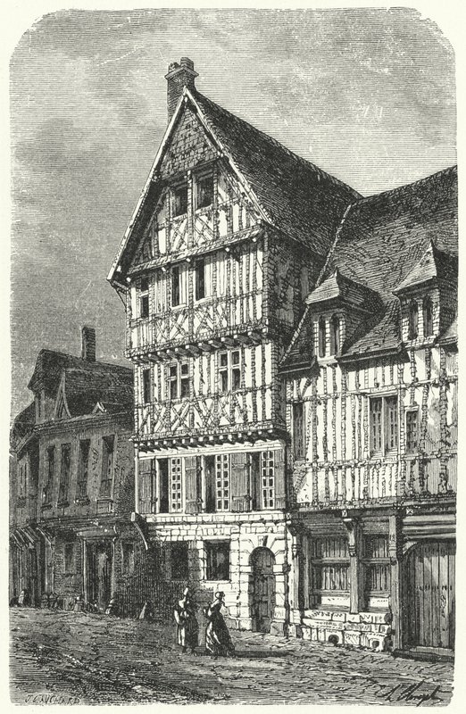 Lieu de naissance à Rouen du dramaturge français Pierre Corneille (gravure) - German School