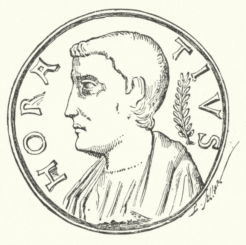 Pièce de bronze montrant la tête du héros romain Horatius - German School