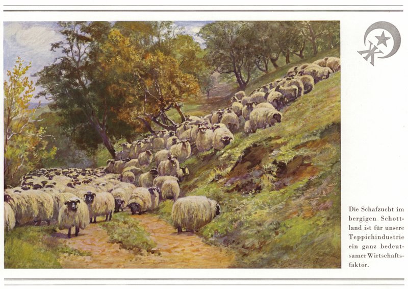 Activité des fabricants de tapis Halbmond-Teppichfabrik Von Koch Und Te Kock (lithographie couleur) - German School