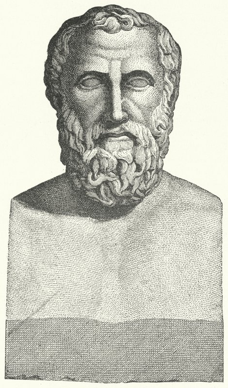 Buste du poète grec ancien Archiloque (gravure) - German School