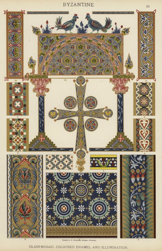 Byzantin, Mosaïque de verre, Émail coloré et enluminure - German School