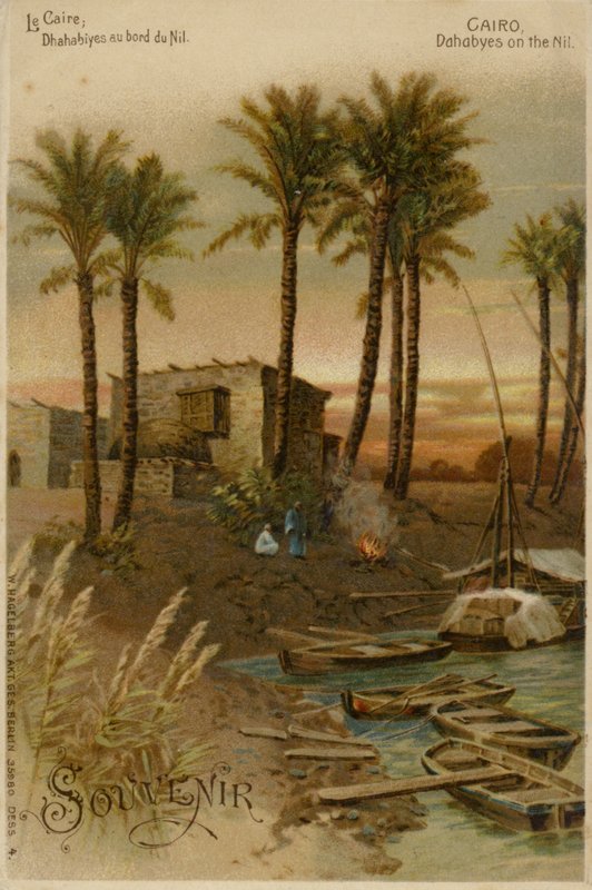 Le Caire - Dahabées sur le Nil (chromolitho) - German School