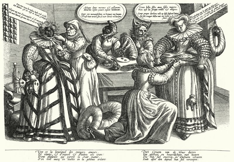 Caricature sur le costume des femmes, début du XVIIe siècle - German School