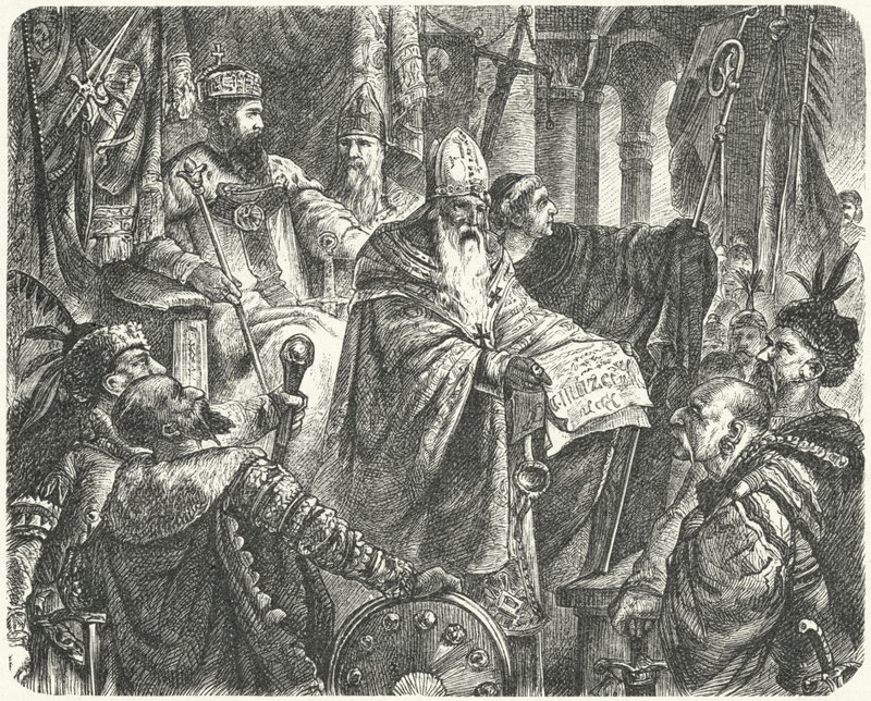 Casimir III de Pologne proclamant le Statut de Wislica - German School