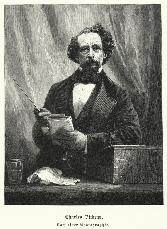 Charles Dickens, romancier anglais (lithographie) - German School