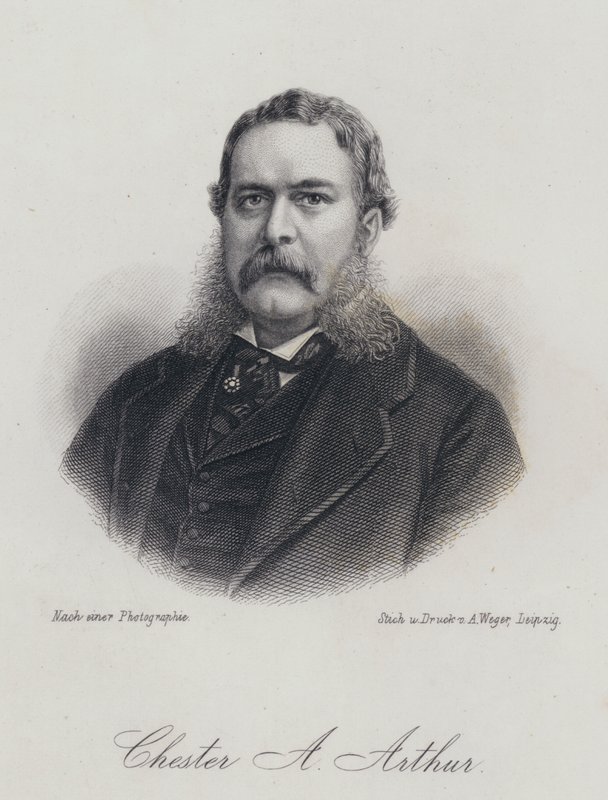 Chester A Arthur, homme politique américain et 21e président des États-Unis (gravure) - German School