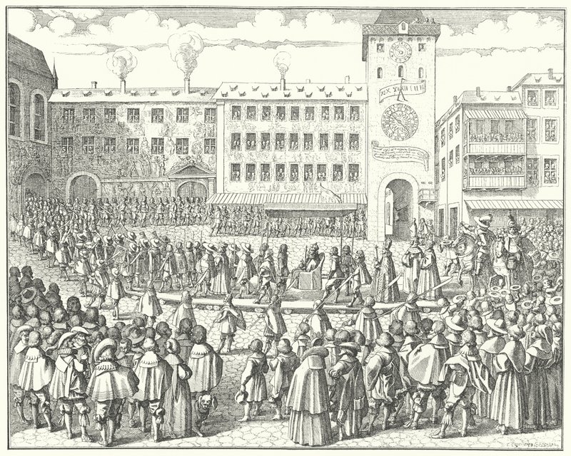 Procession de couronnement de Matthias, empereur du Saint-Empire romain germanique en 1612 - German School