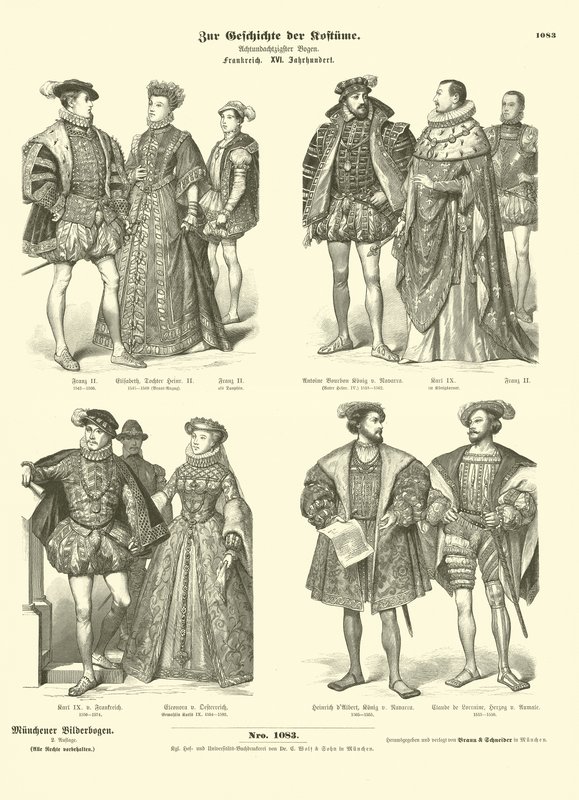 Costume de la royauté et de la noblesse française, XVIe siècle - German School